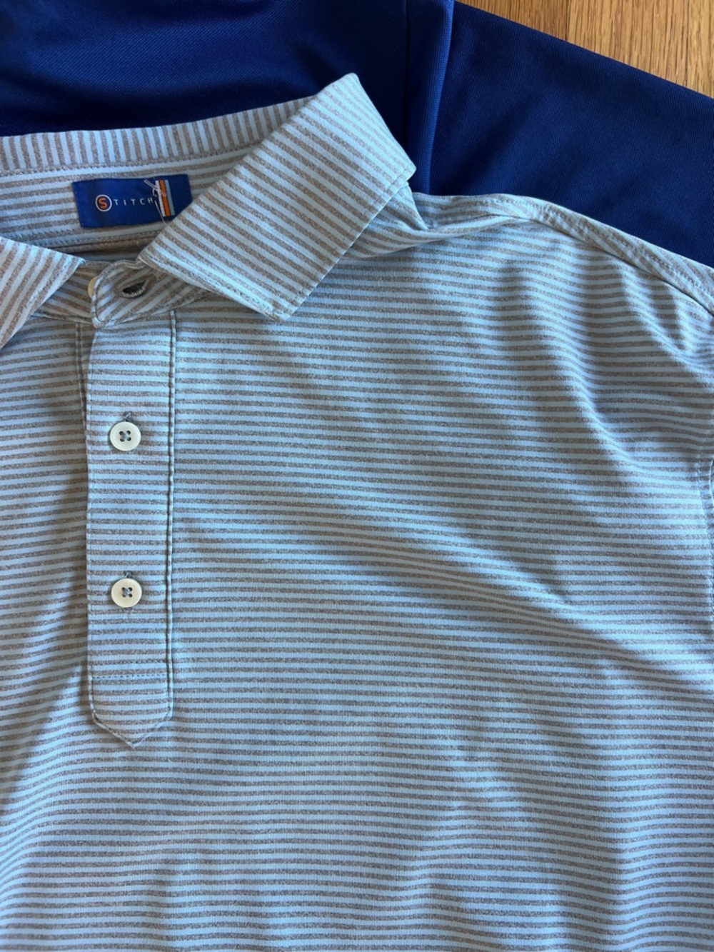 Stitch Stripe Performance Polo in Light Blue